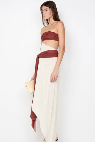 Bec & Bridge Ayla Strapless Dress - Rust & Cream