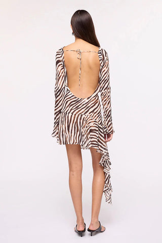 Suboo Gigi Zebra Long Sleeve Mini Dress - Zebra Animal Print