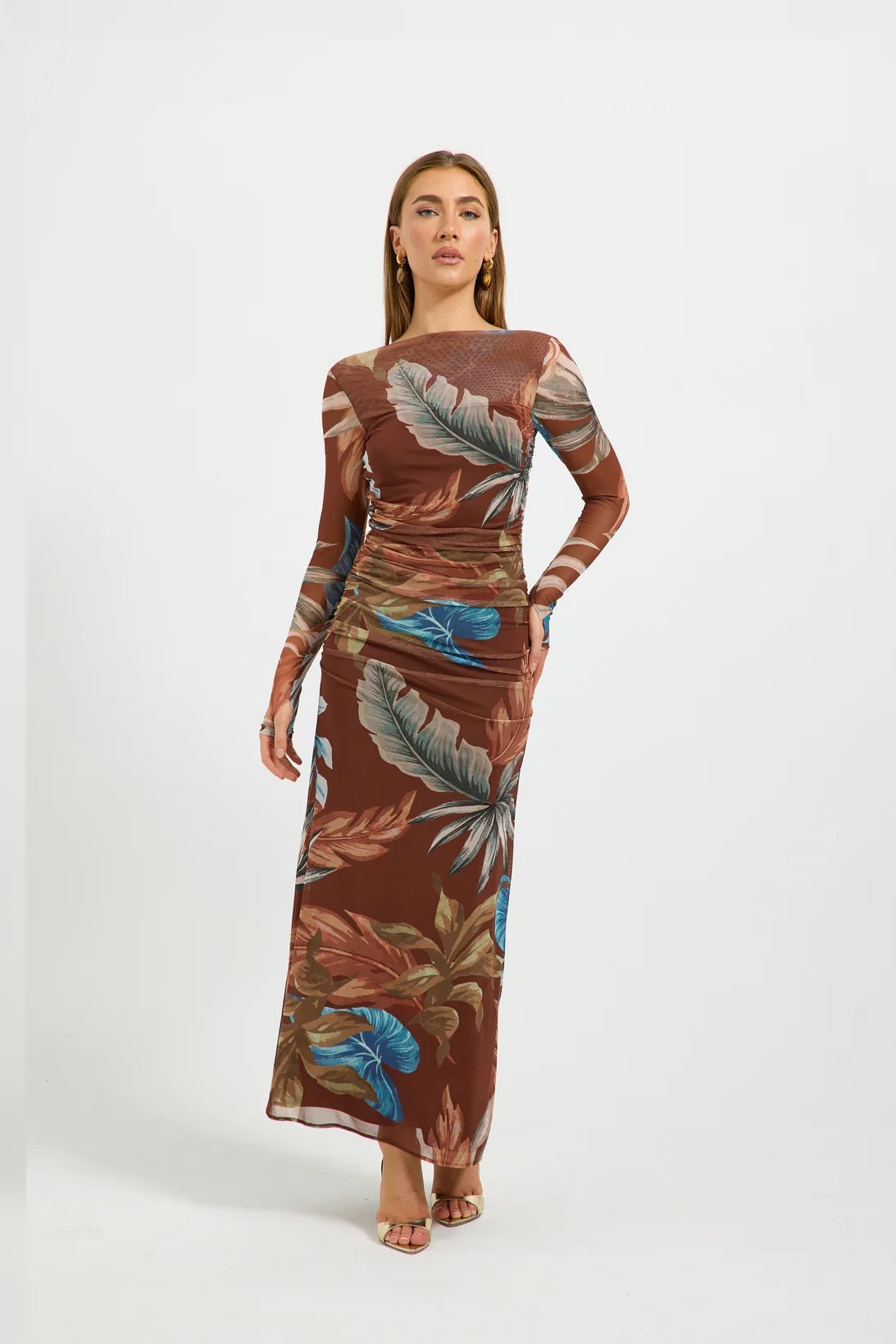Pasduchas Lyndsey Sleeve Maxi - Choc Palm