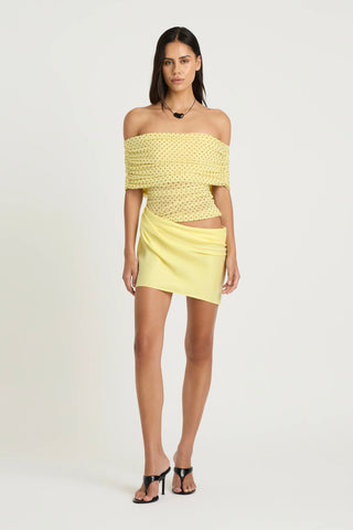 Benni Nico Off Shoulder Mini Dress - Yellow Spot