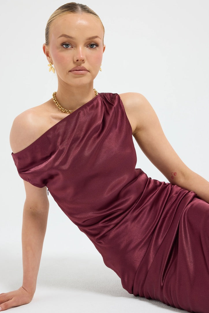 Pasduchas Quin Shoulder Maxi Dress - Cherries Jubilee