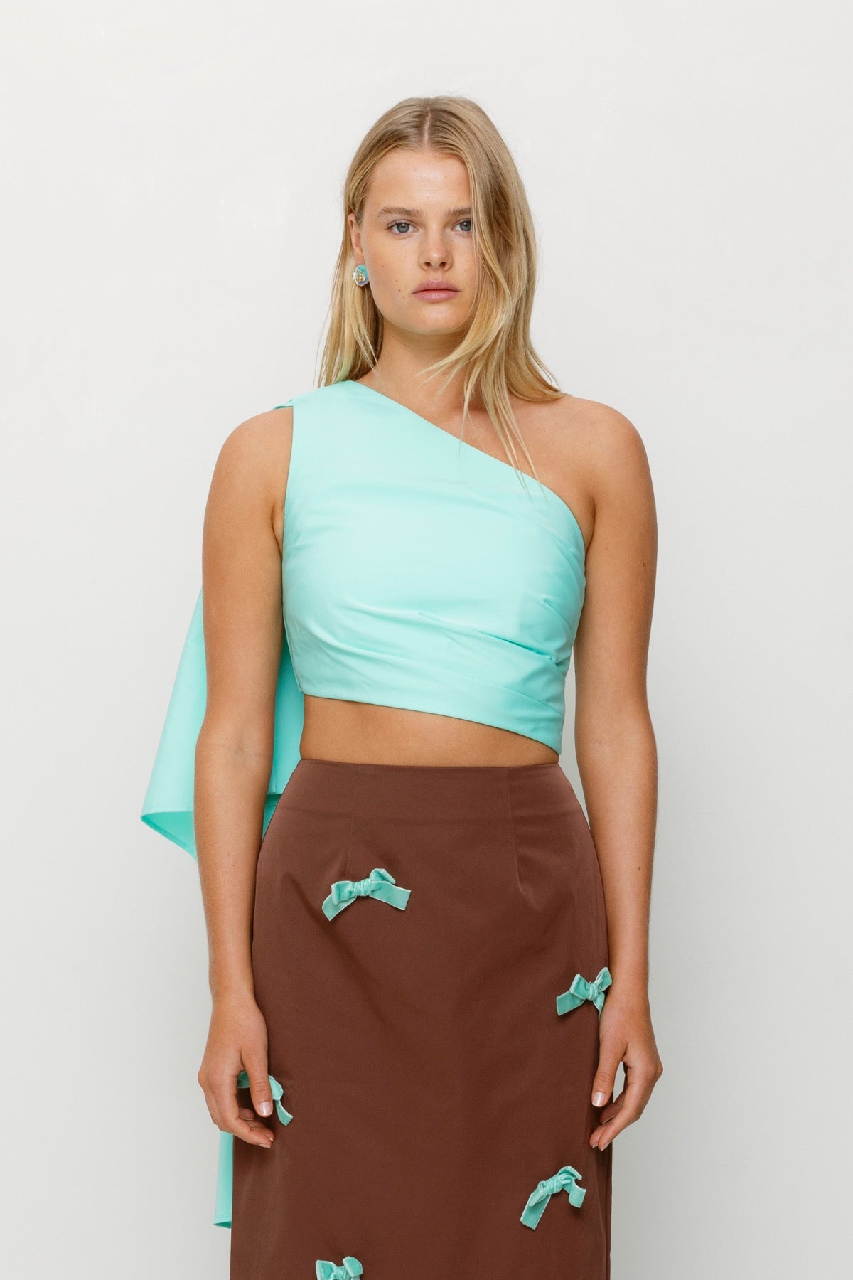 The Wolf Gang Amar One Shoulder Top - Aqua