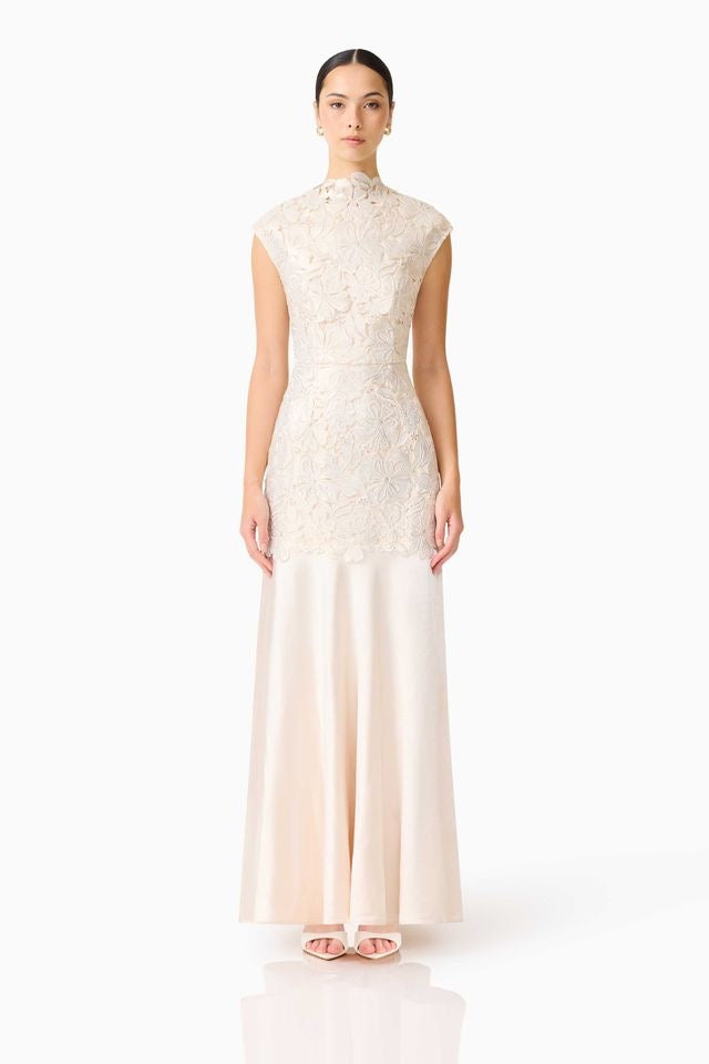 Elliatt Nicoletta High Neck Gown - White Gold