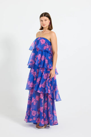 Pasduchas Esme Tiered Maxi Cobalt - Floral