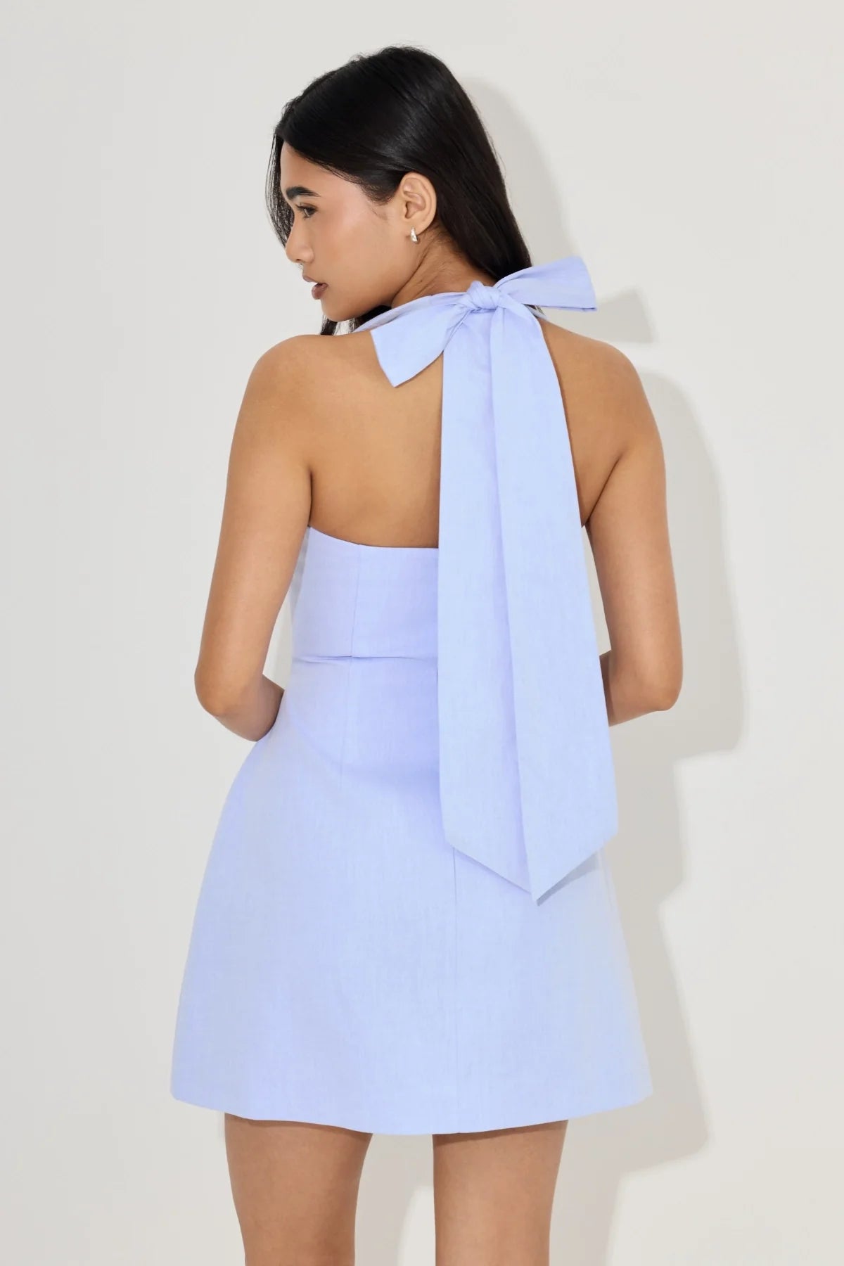 Odd Muse Cotton Mix Pinstripe Mini Dress - Blue Pinstripe