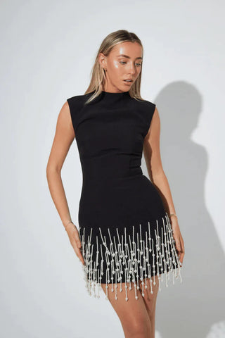 Odd Muse The Ultimate Muse Pearl Drop Sleeveless Dress - Black
