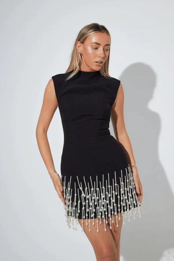 Odd Muse The Ultimate Muse Pearl Drop Sleeveless Dress - Black