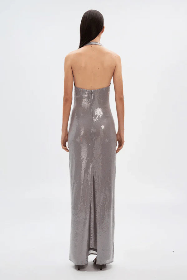 Misha The Alusia Sequin Gown - Pewter