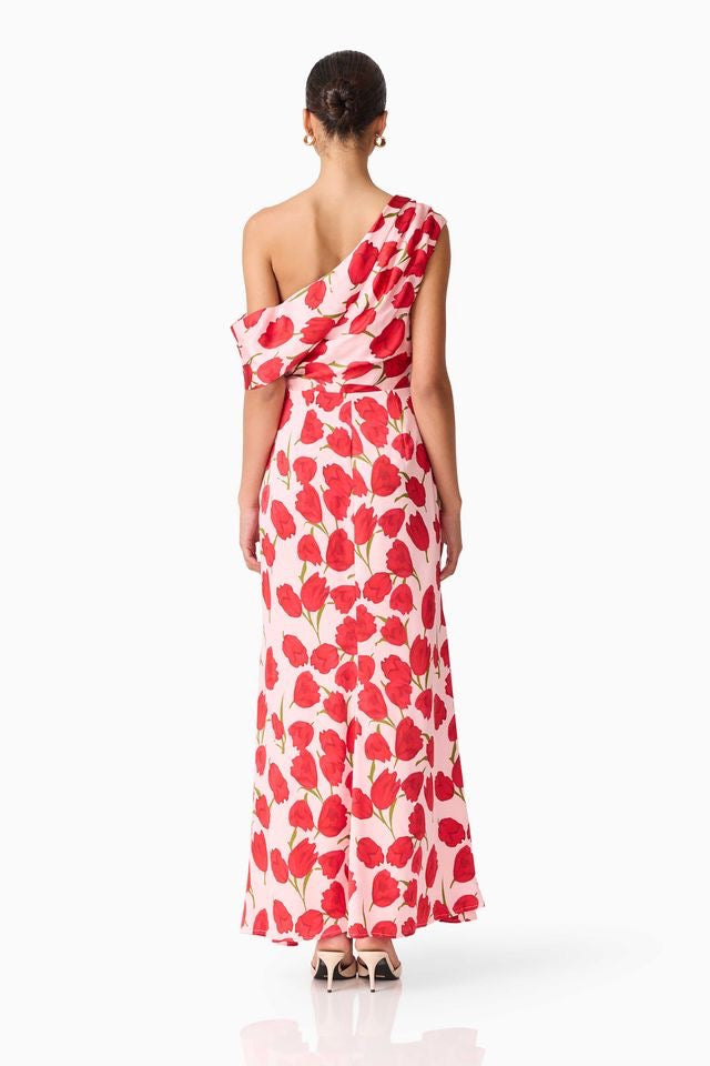 Elliatt Meila Asym Gown - Pink Floral Print