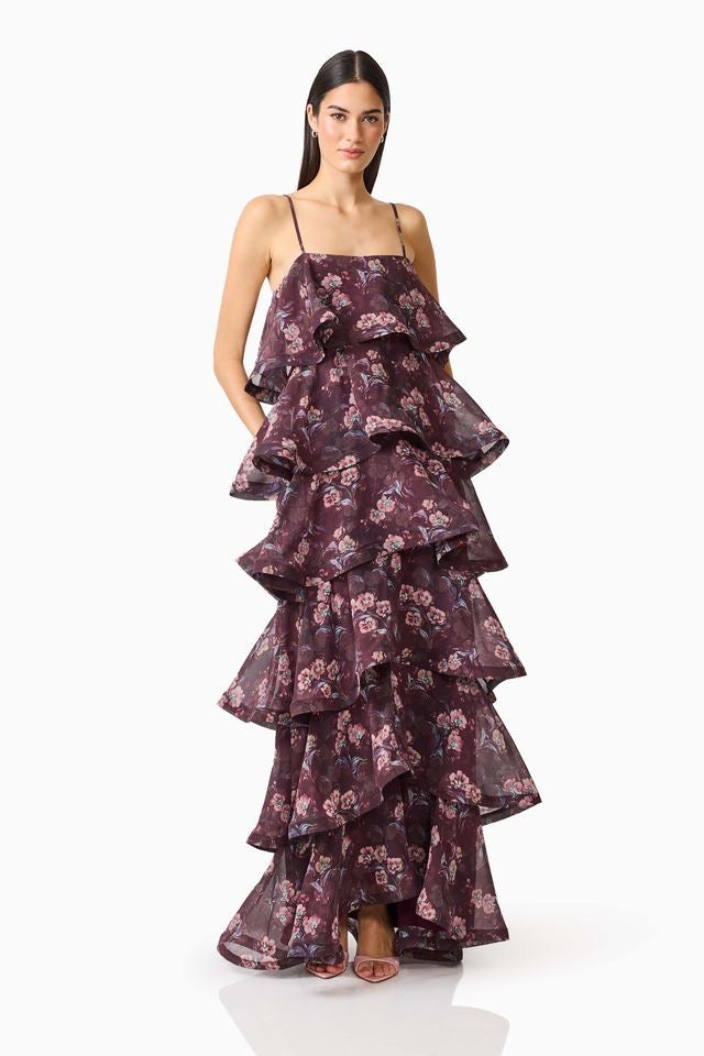 Elliatt Rosaria Tiered Gown - Plum Multi