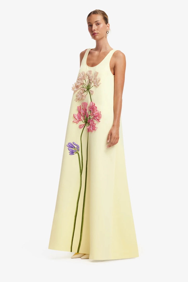 Leo Lin Cherlene Applique Gown - Agapanthus Print