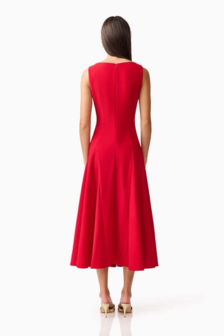 Elliatt Lila A-Line Midi Dress - Red
