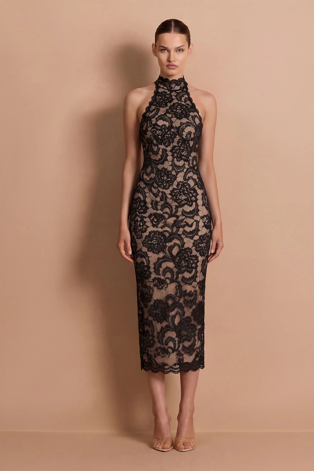 Nookie Alessia High Neck Midi Dress - Black