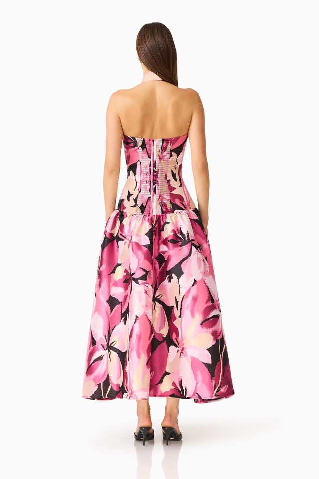 Elliatt Lumiflora Halter Gown - Pink Floral