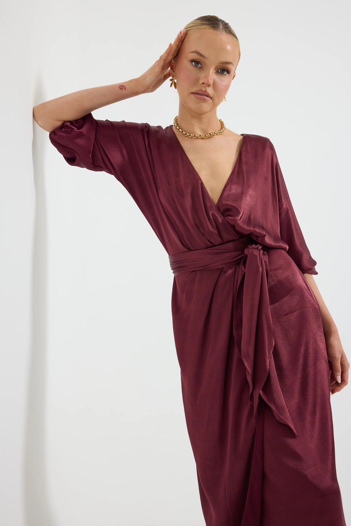 Pasduchas Quinn Wrap Midi Dress - Cherries Jubilee