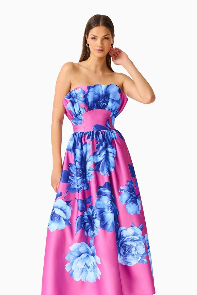 Elliatt Sybella Maxi Gown - Blue & Pink Floral