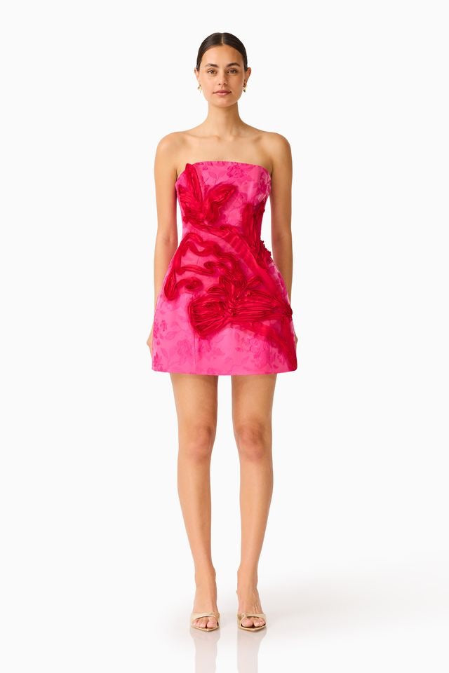 Elliatt Florentia Strapless Mini Dress - Pink & Red