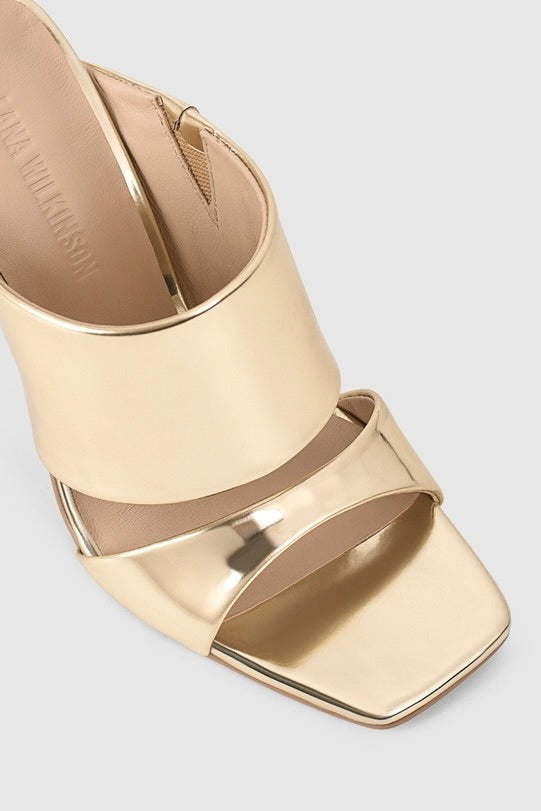Lana Wilkinson Montana Mule Heels - Gold Patent Leather