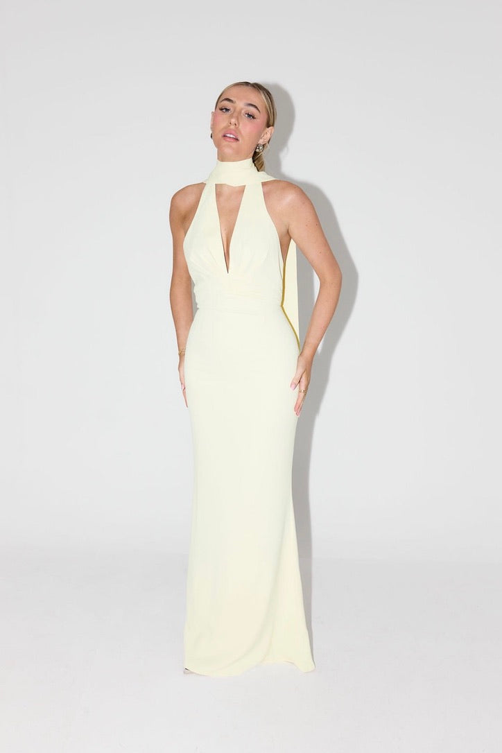 Odd Muse The Ultimate Muse Tie Neck Maxi Dress - Butter Cream