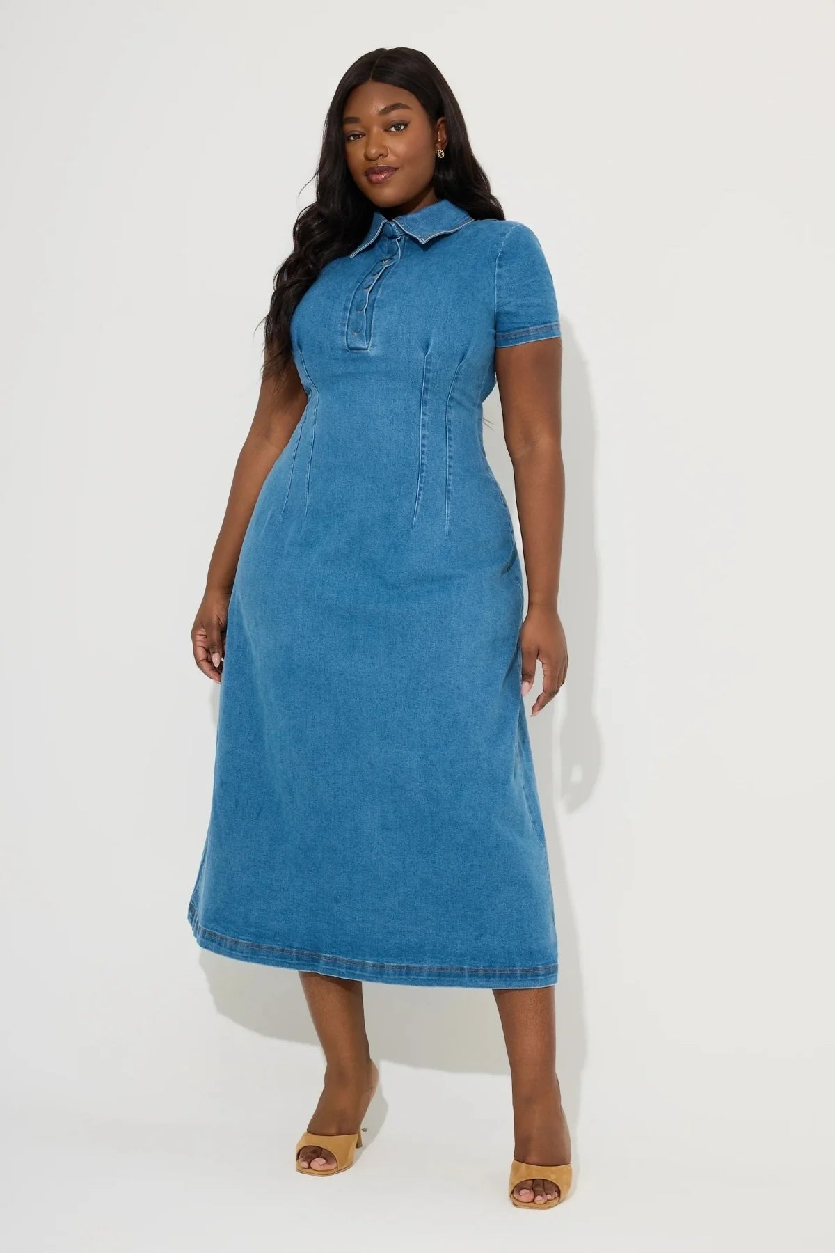 Odd Muse The Ultimate Muse Denim Collared Midi Dress - Light Blue