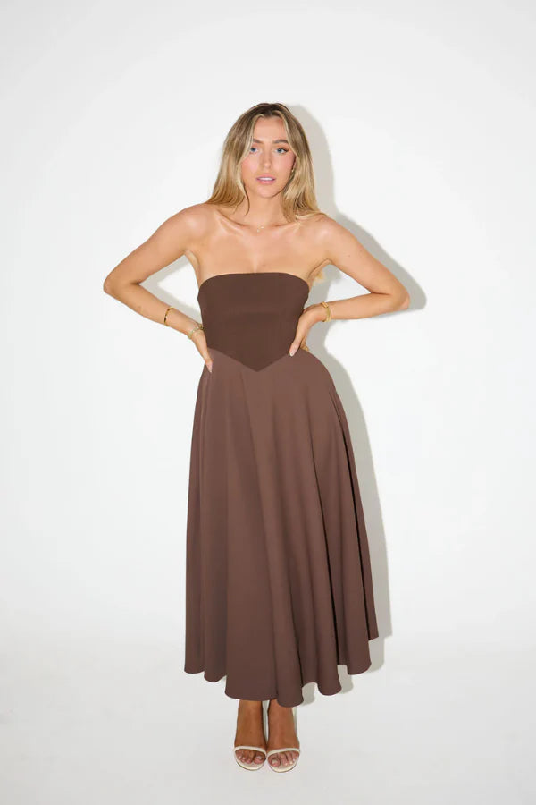 Odd Muse The Ultimate Muse Strapless Midi Dress - Brown