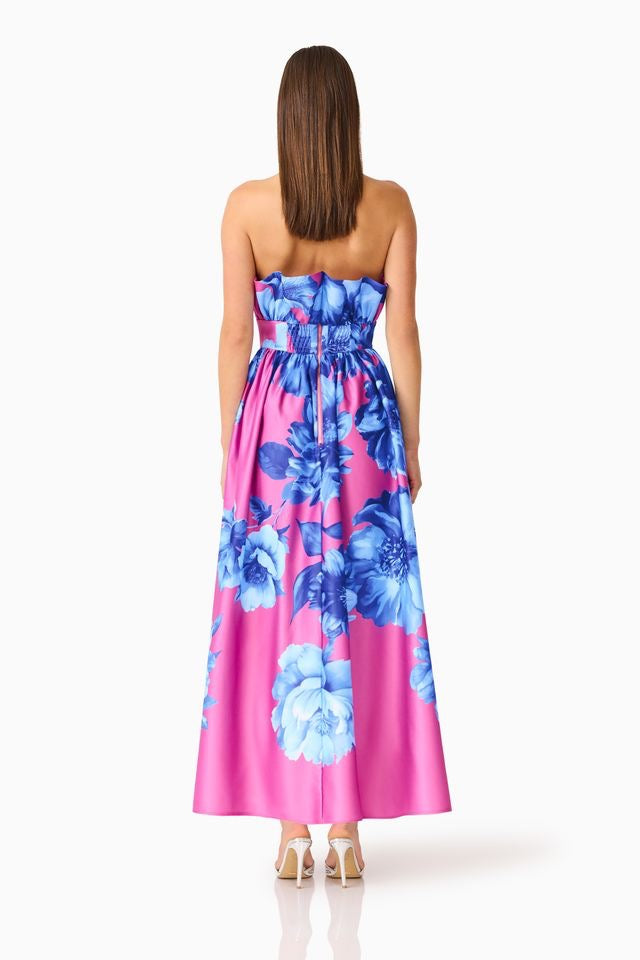 Elliatt Sybella Maxi Gown - Blue & Pink Floral