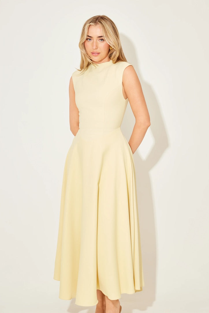 Odd Muse The Ultimate Muse Sleeveless High Waist Midi Dress - Lemon