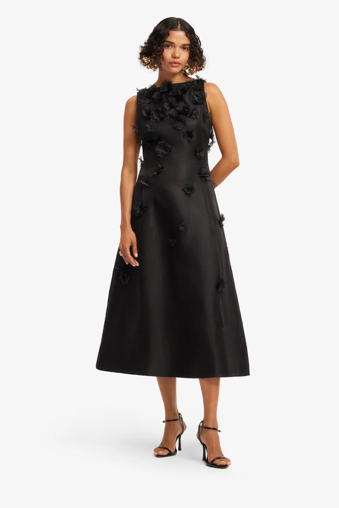 Leo Lin Cleo Petal Sleeveless Midi Dress - Ebony