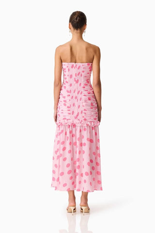 Elliatt Sola Polka Dot Strapless Gown - Pink