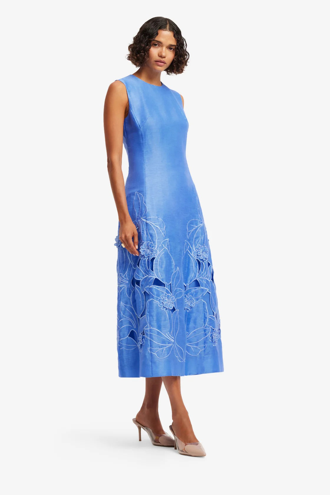 Leo Lin Cleo Appliqué Sleeveless Midi Dress - Azure