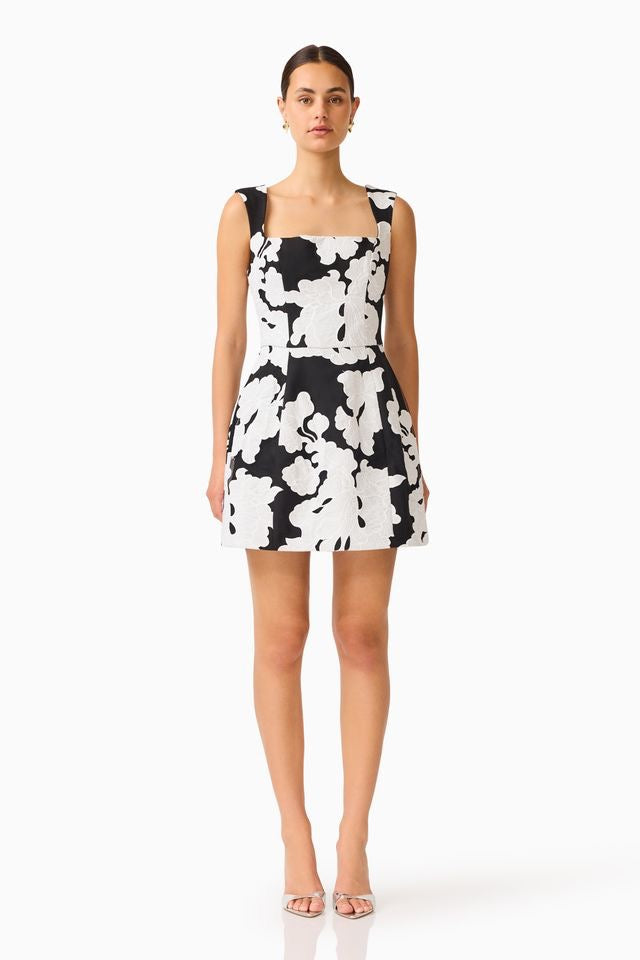 Elliatt Bloomnoir Mini Tulip Dress - Black & White