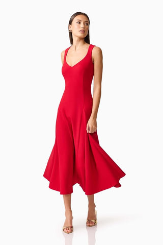 Elliatt Lila A-Line Midi Dress - Red