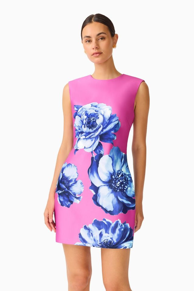 Elliatt Sybella Shift Mini Dress - Blue & Pink Floral