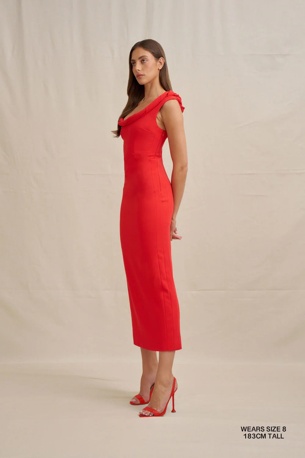 By Johnny Talia Twist Midi Dress - Red