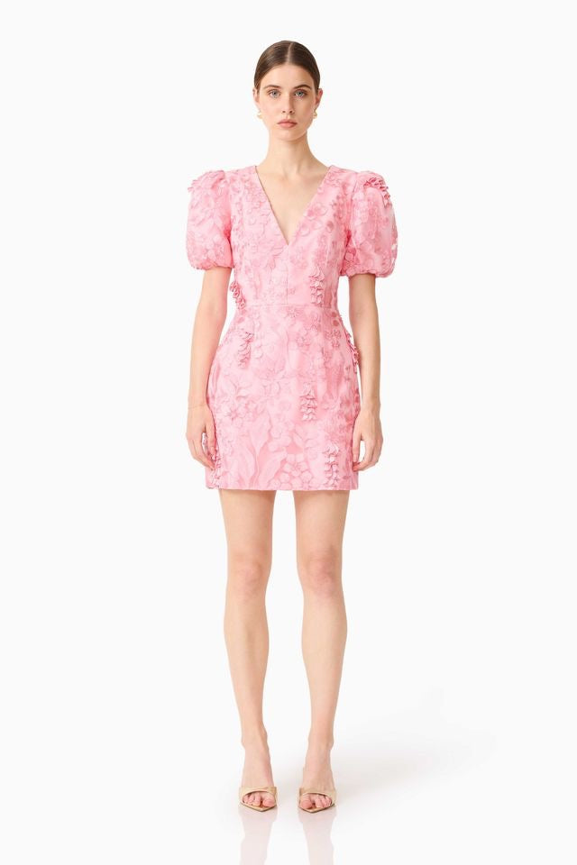 Elliatt Monique Puff Sleeve Mini Dress - Pink