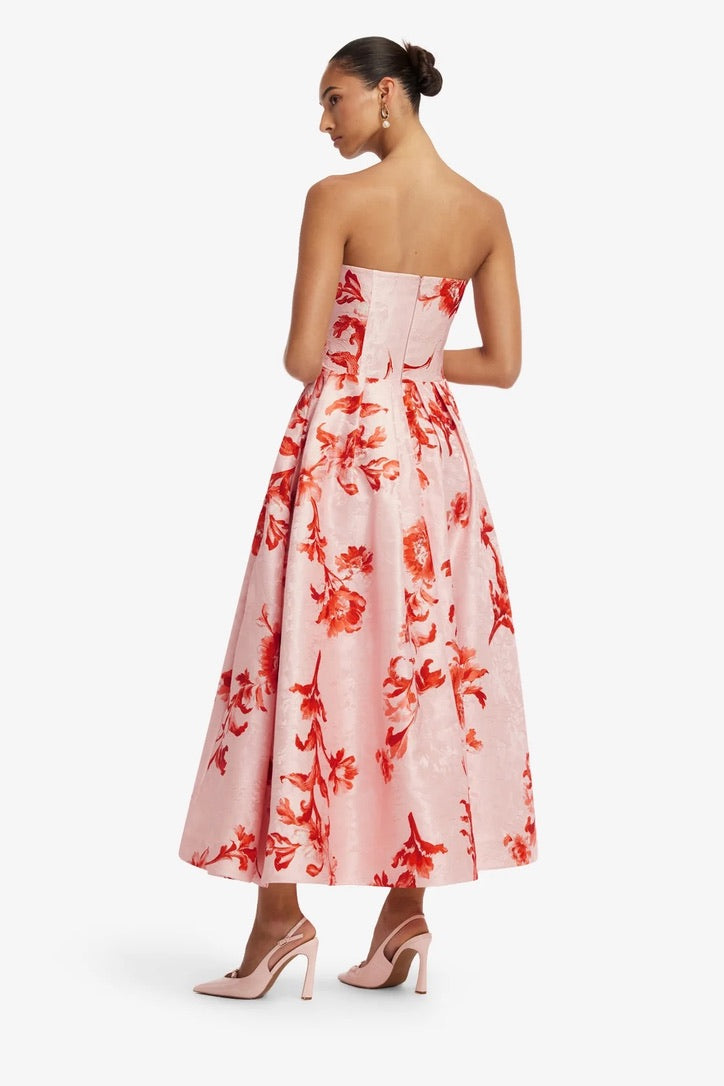 Leo Lin Lynn Jacquard Bustier Midi Dress - Magnolia Print