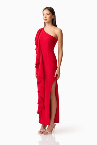 Elliatt Lila Asym Gown - Crimson