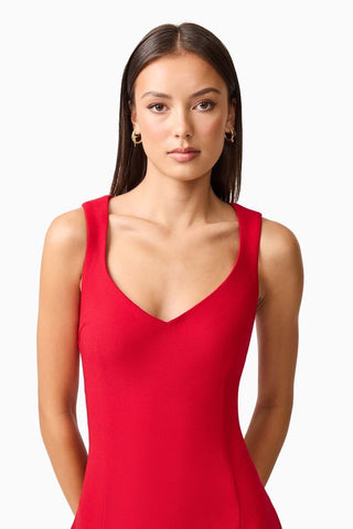 Elliatt Lila A-Line Midi Dress - Red