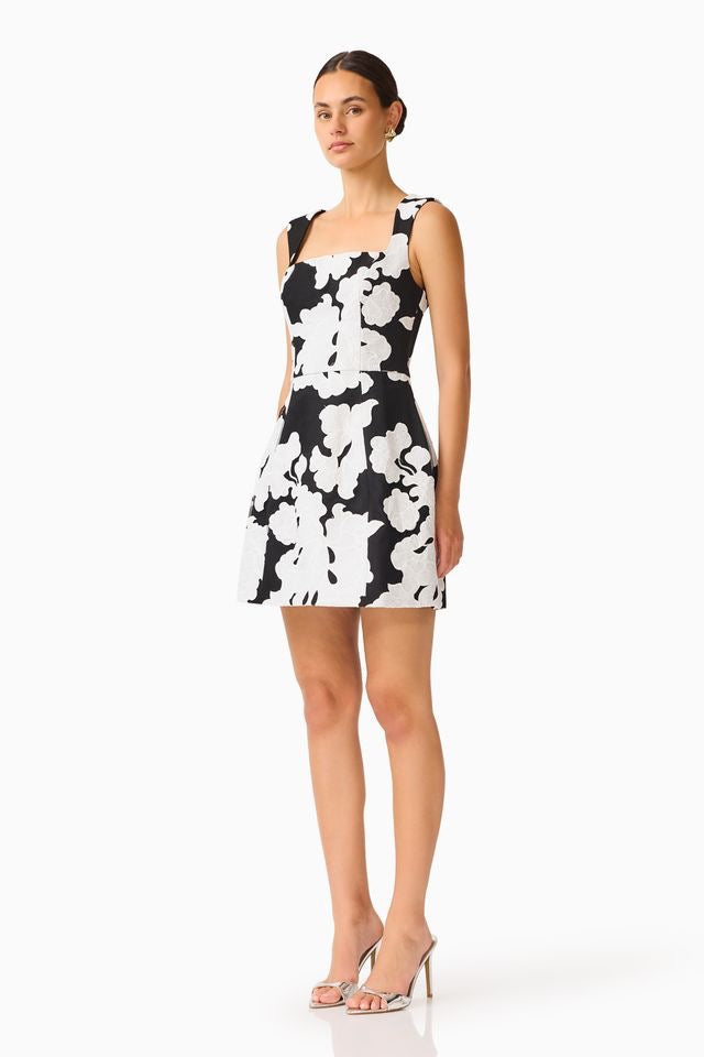 Elliatt Bloomnoir Mini Tulip Dress - Black & White