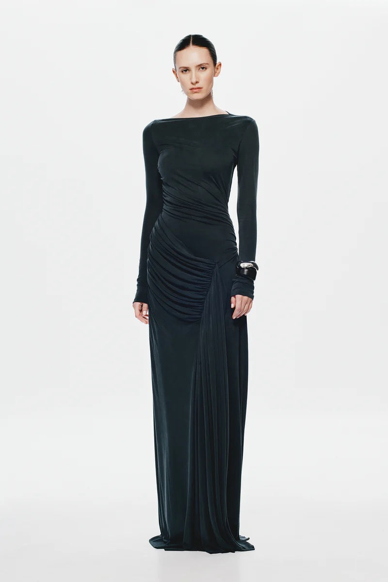 Misha Glacier Long Sleeve Dress - Black