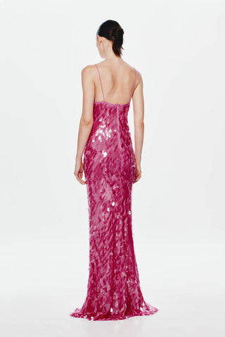 Misha Collection Sapphire Sequin Maxi Dress - Fuchsia
