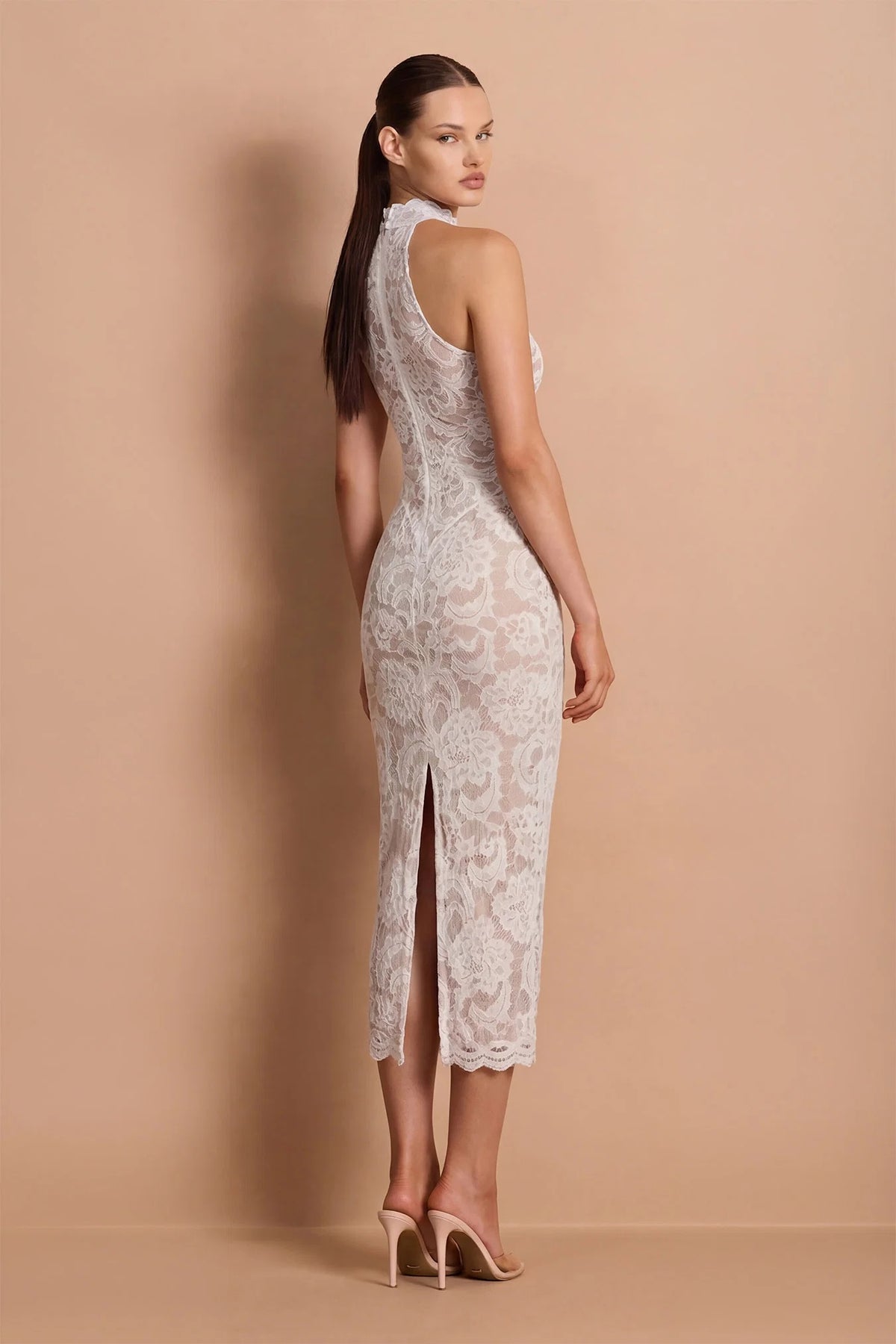 Nookie Alessia High Neck Midi Dress - Ivory