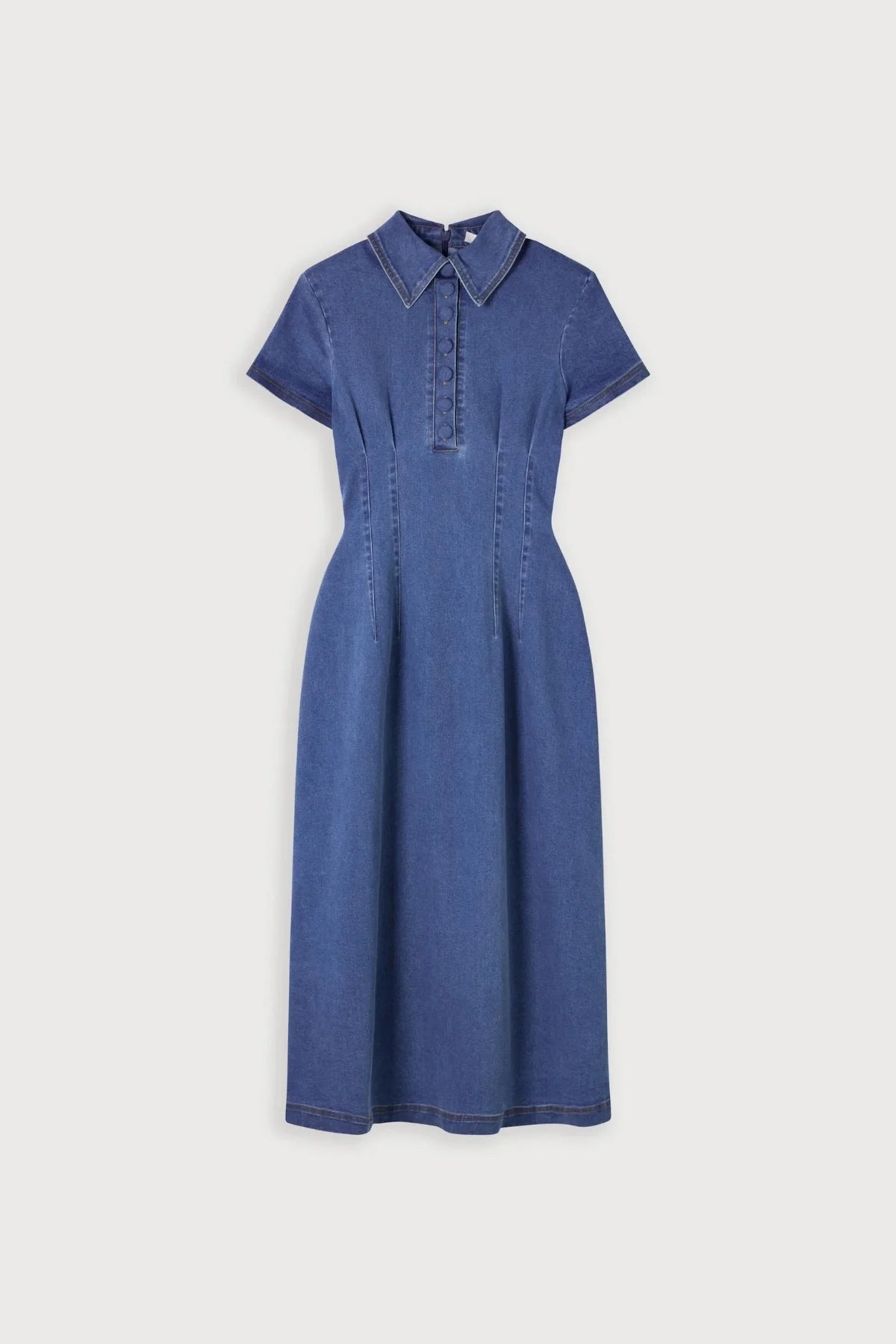 Odd Muse The Ultimate Muse Denim Collared Midi Dress - Light Blue