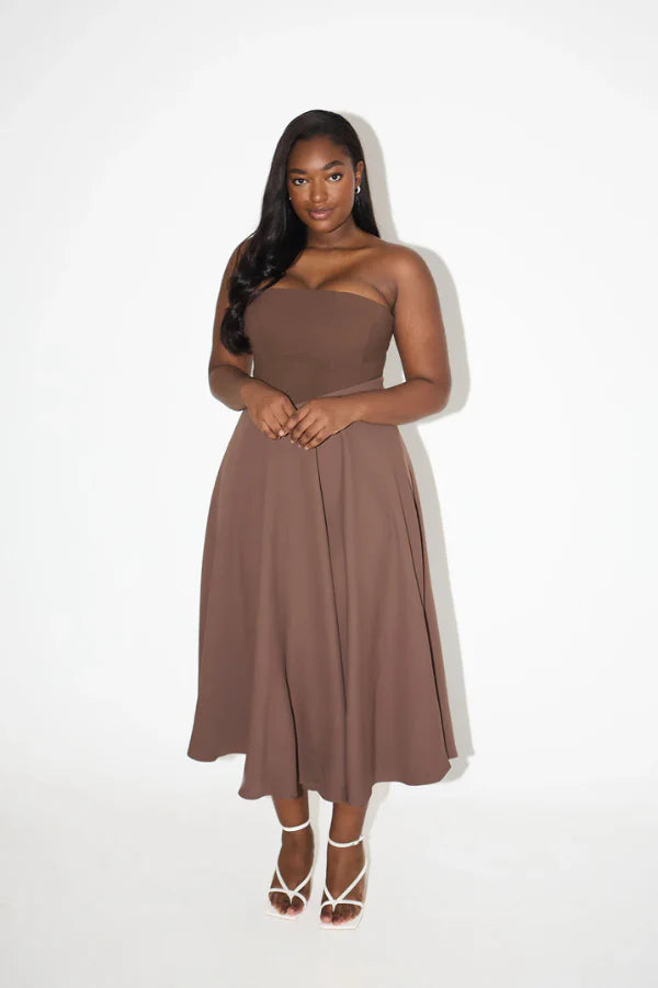 Odd Muse The Ultimate Muse Strapless Midi Dress - Brown Odd Muse The Ultimate Muse Strapless Midi Dress - Brown