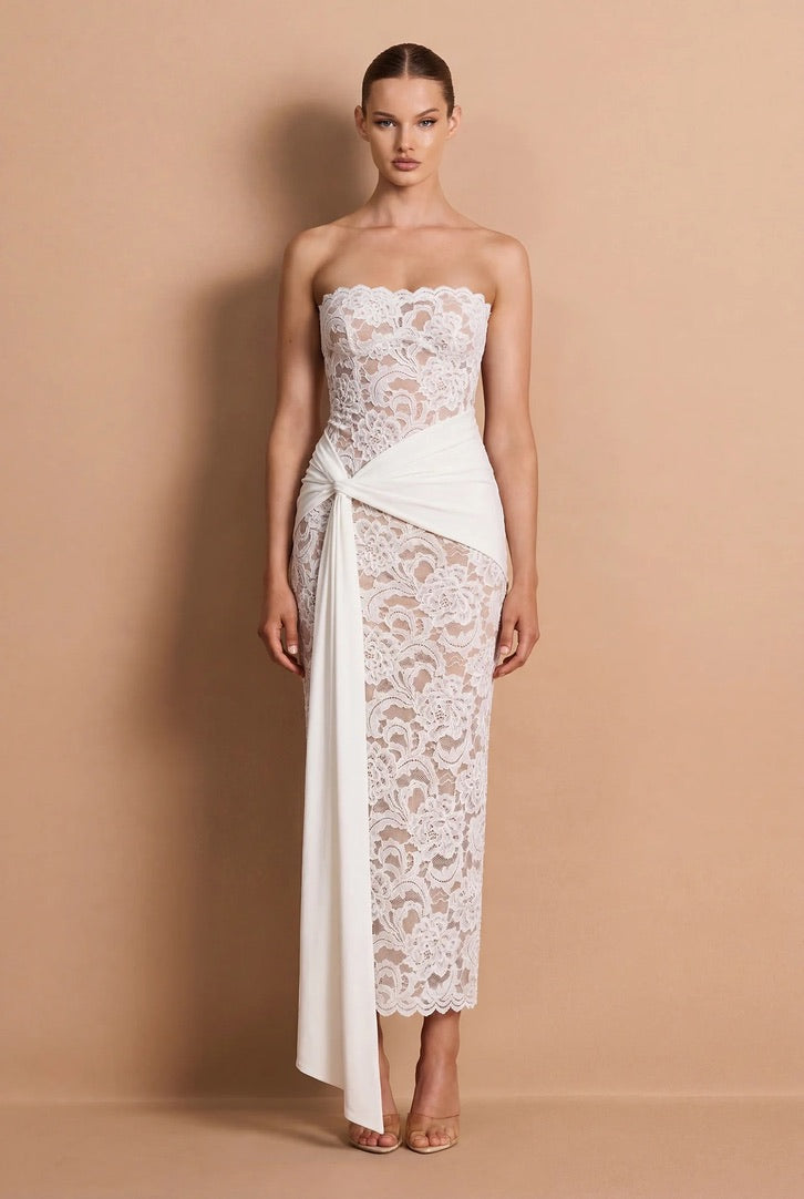 Nookie Ever After Strapless Midi Dress - Ivory