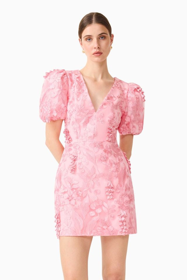 Elliatt Monique Puff Sleeve Mini Dress - Pink