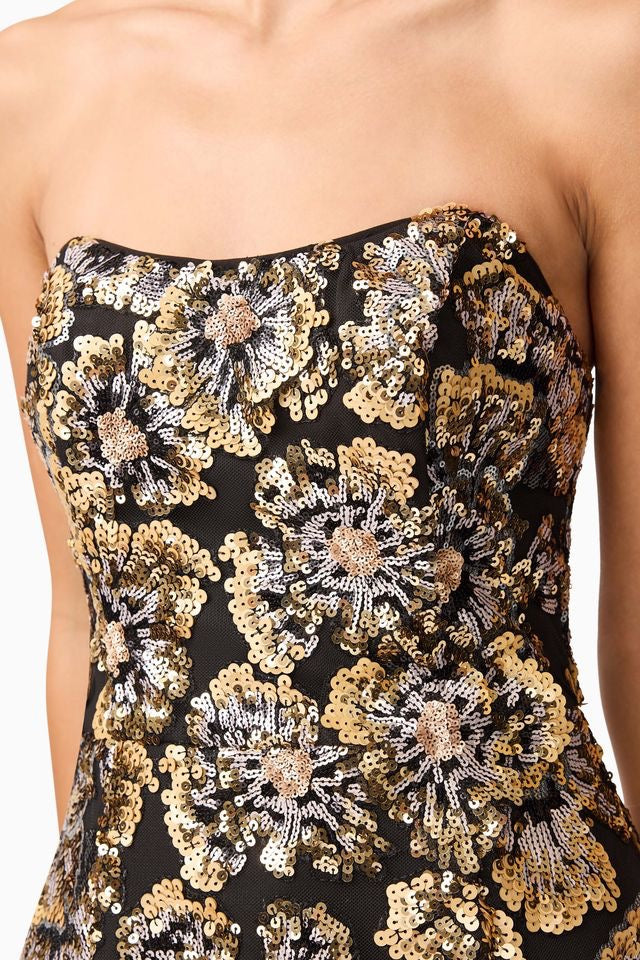 Elliatt Celeste Strapless Mini Dress - Black Gold