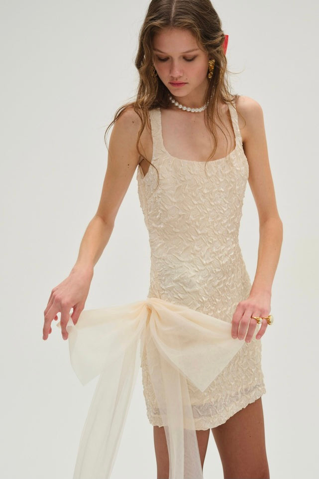for love and lemons organza dress For Love & Lemons Bluebell embroidered organza mini dress in white