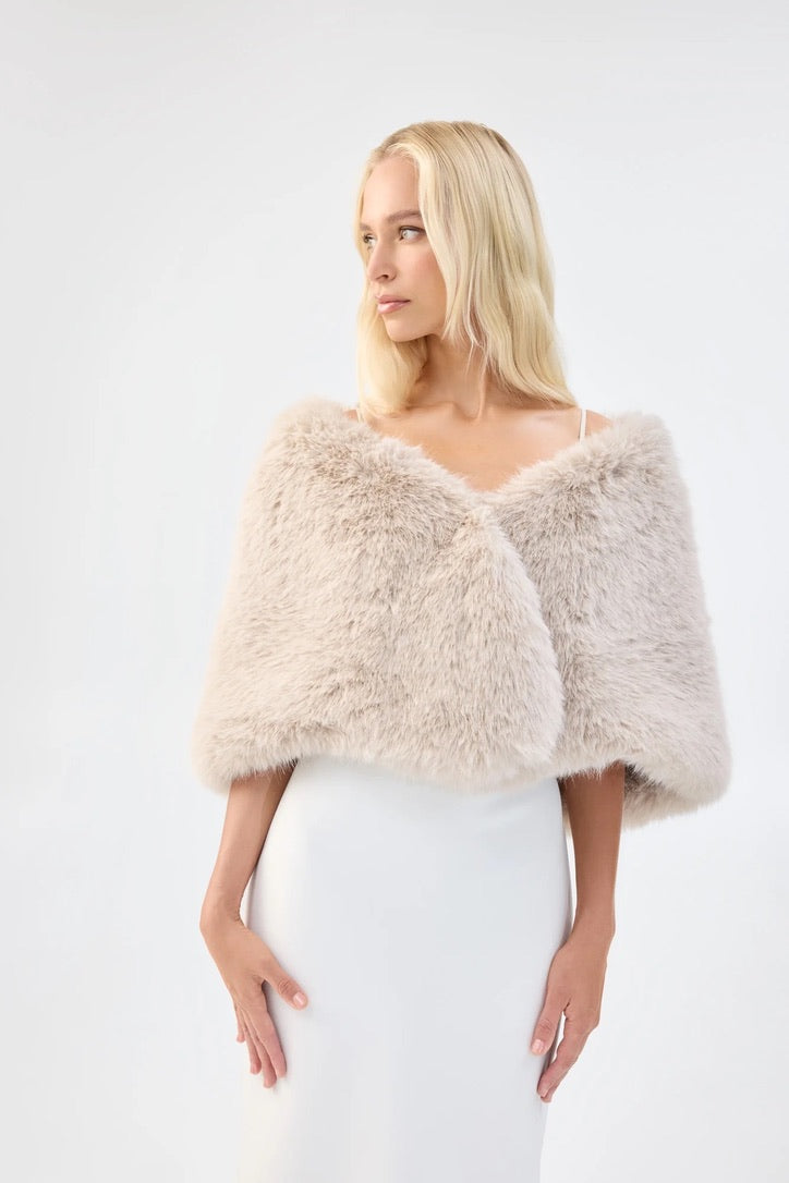 Unreal Fur Yasmine Wrap - Almond