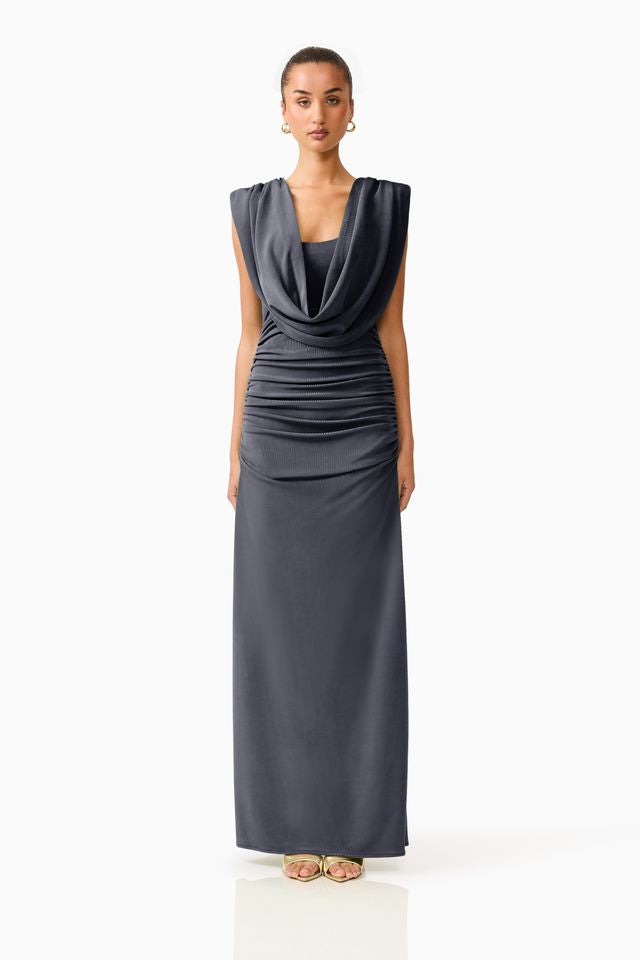 Elliatt Marisol Cowl Neck Gown - Charcoal